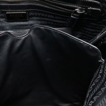 Prada Tote 2-Way Shoulder Bag Nylon Leather Nero Black Silver
