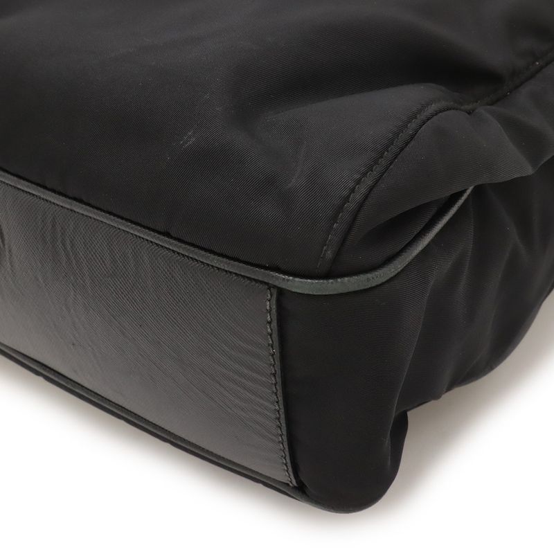 Prada Tote 2-Way Shoulder Bag Nylon Leather Nero Black Silver