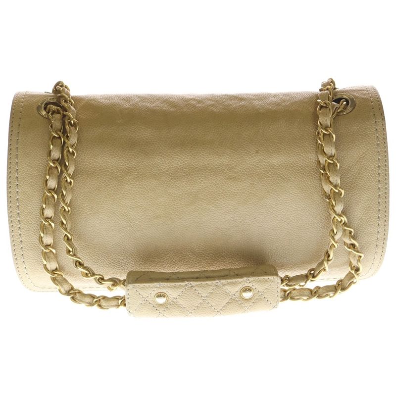 Chanel Quilted 2.55 S Flap Chain Shoulder Bag Beige Soft Caviar