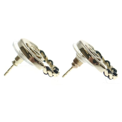 Chanel CC Logo Round Earrings Gold Black