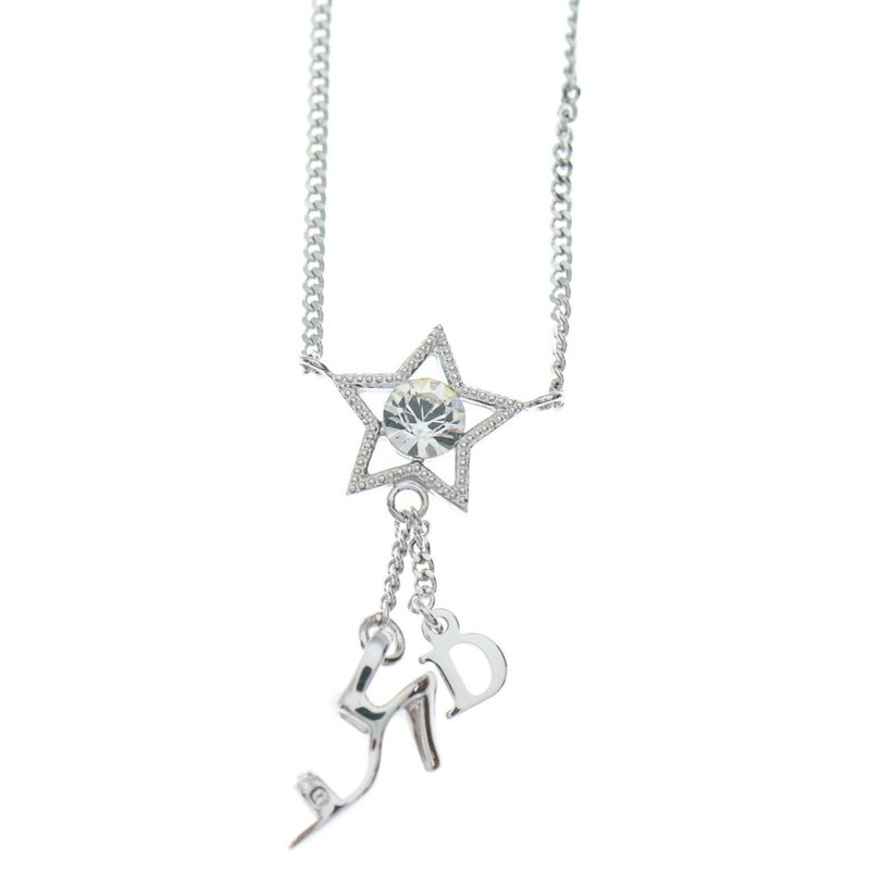 Dior Star Heal Motif Necklace Pendant Chain Silver