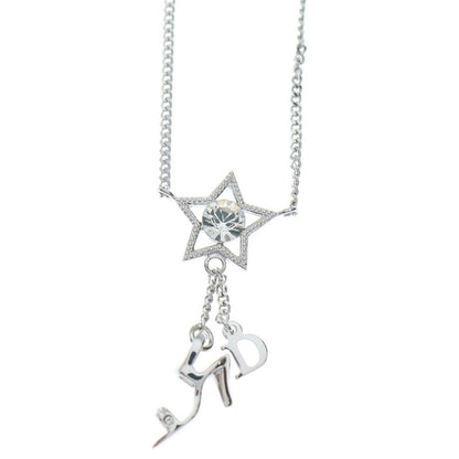 Dior Star Heal Motif Necklace Pendant Chain Silver