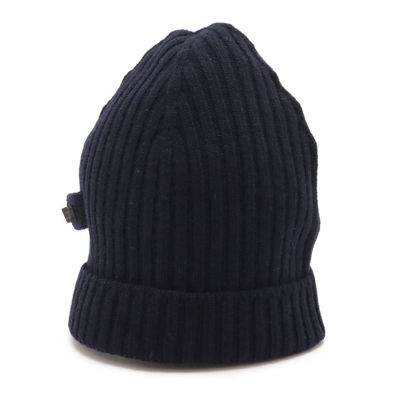 Prada Knit Cap Hat 100% Wool Dark Navy Blue M