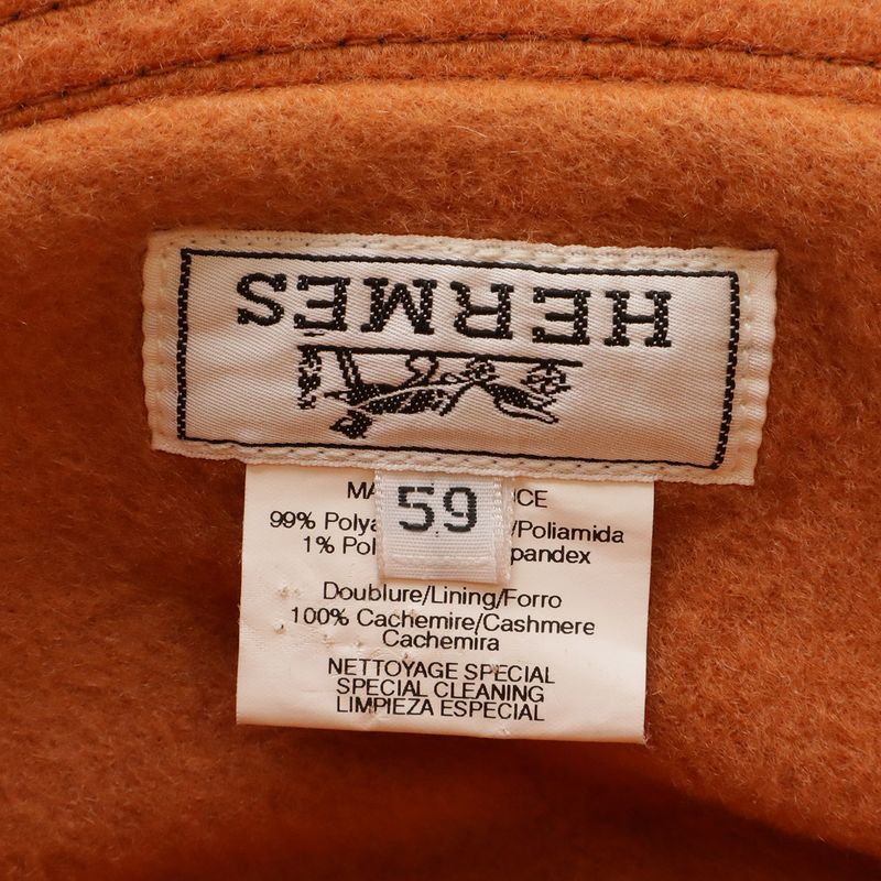 Hermes Logo Embroidery Bucket Hat 99% Nylon 1% Polyurethane 100% Cashmere