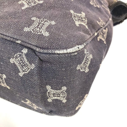 Celine Shoulder Bag Macadam Logo Denim Navy