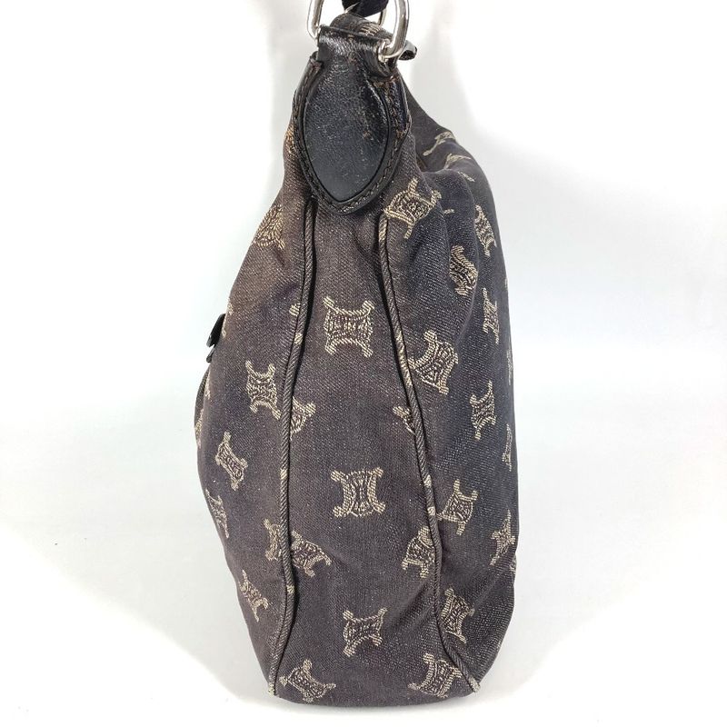 Celine Shoulder Bag Macadam Logo Denim Navy
