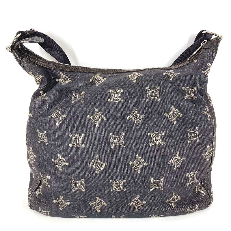 Celine Shoulder Bag Macadam Logo Denim Navy
