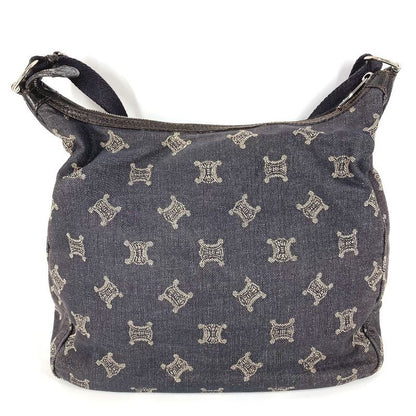 Celine Shoulder Bag Macadam Logo Denim Navy