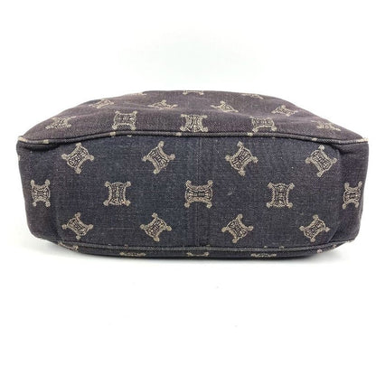 Celine Shoulder Bag Macadam Logo Denim Navy