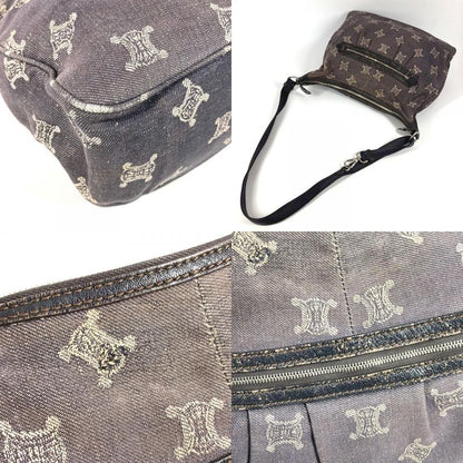 Celine Shoulder Bag Macadam Logo Denim Navy