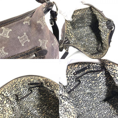 Celine Shoulder Bag Macadam Logo Denim Navy