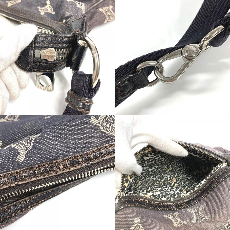 Celine Shoulder Bag Macadam Logo Denim Navy
