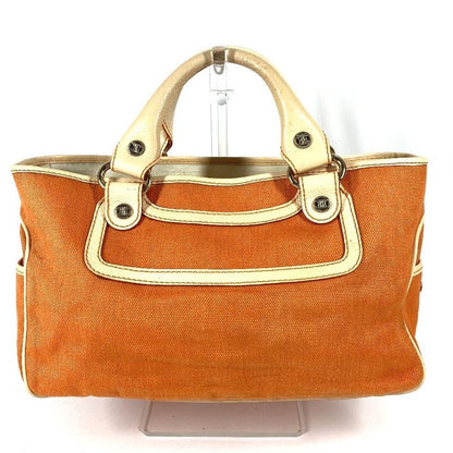 Celine Handbag Macadam Boogie Bag Leather Canvas Orange
