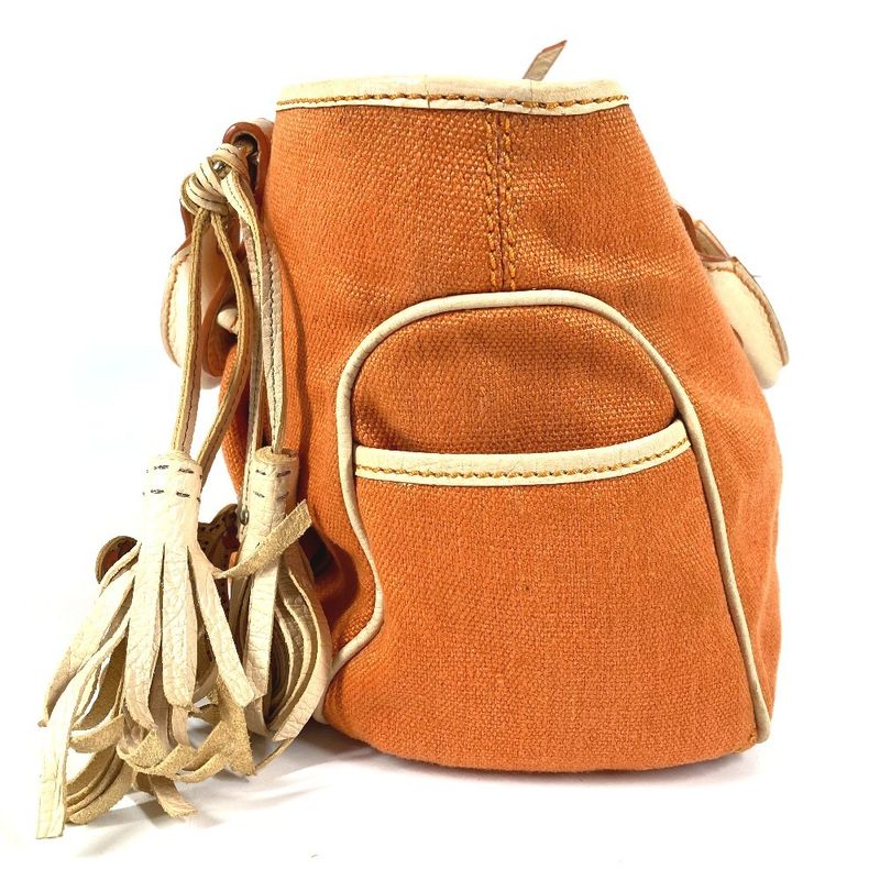 Celine Handbag Macadam Boogie Bag Leather Canvas Orange
