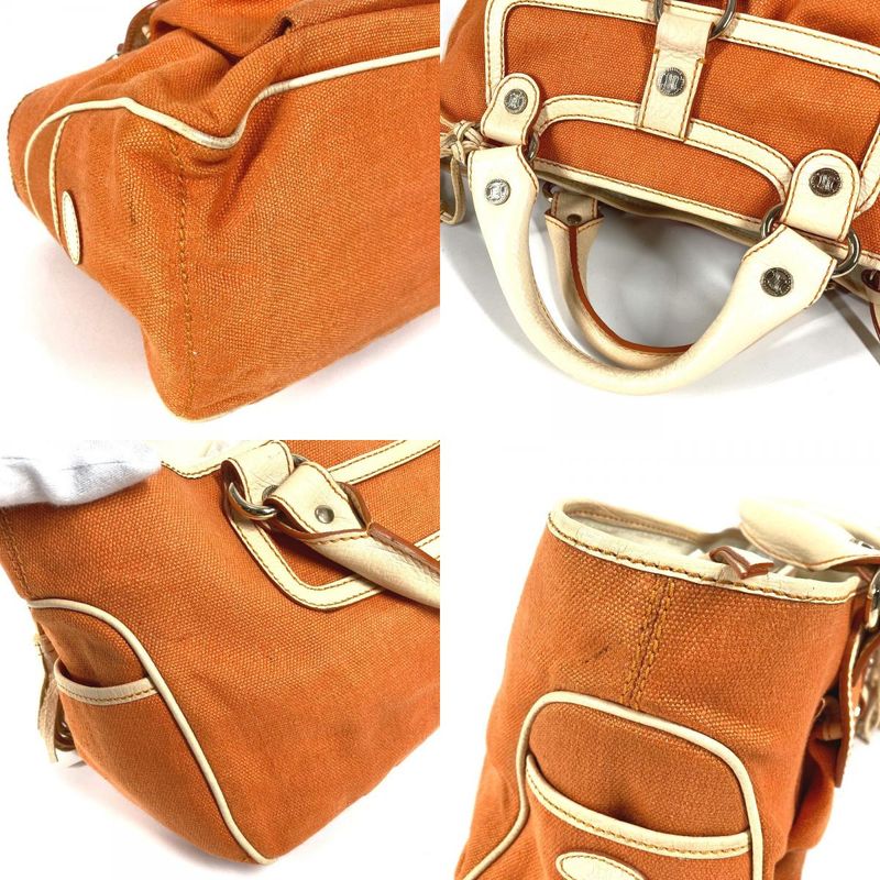 Celine Handbag Macadam Boogie Bag Leather Canvas Orange