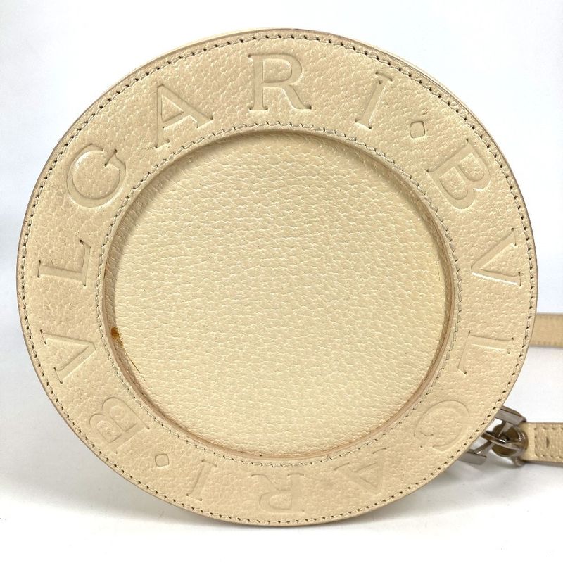Bvlgari Shoulder Bag Logo Leather White