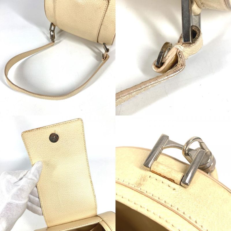 Bvlgari Shoulder Bag Logo Leather White