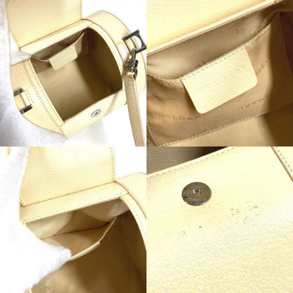 Bvlgari Shoulder Bag Logo Leather White
