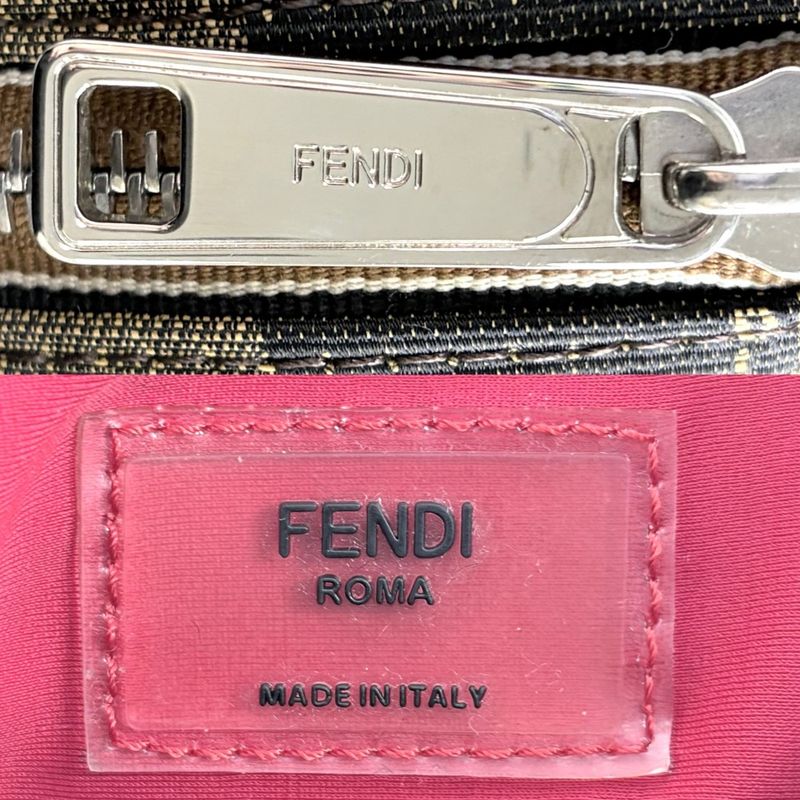 Fendi Body Bag Pecan Stripe Waist Pouch Canvas