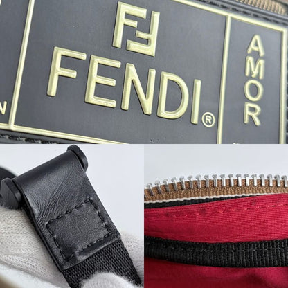 Fendi Body Bag Pecan Stripe Waist Pouch Canvas