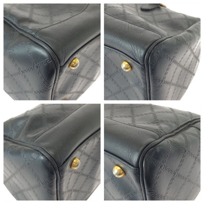 Versace Sunburst Black Gold Leather Boston Bag