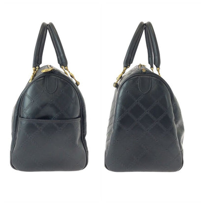 Versace Sunburst Black Gold Leather Boston Bag