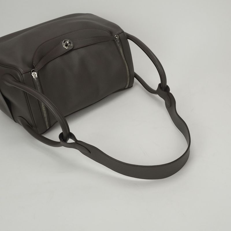 Hermes Lindy 34 Tote Shoulder Bag Etain Gray Silver