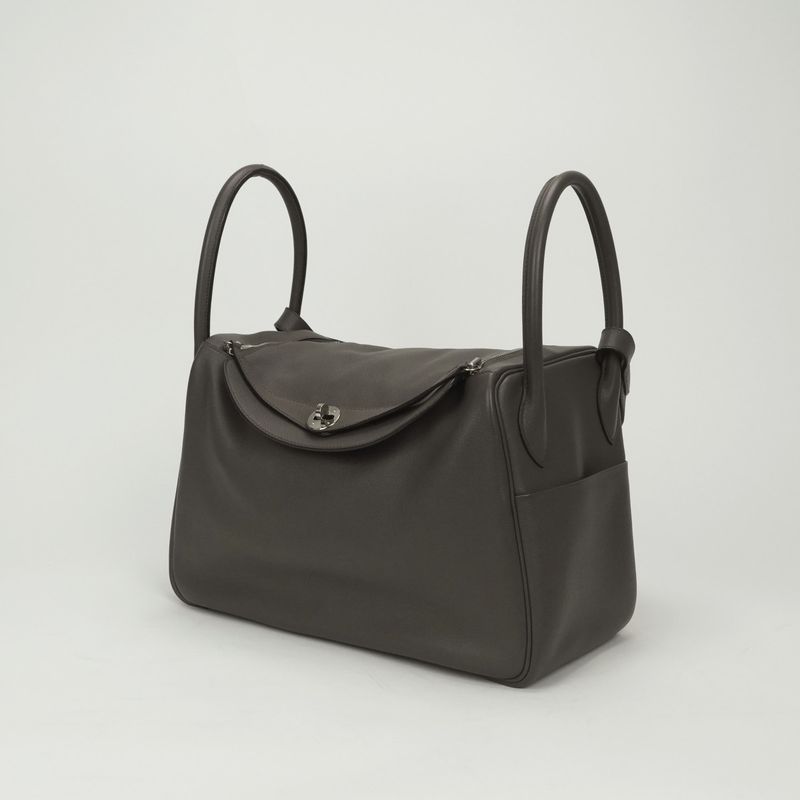 Hermes Lindy 34 Tote Shoulder Bag Etain Gray Silver