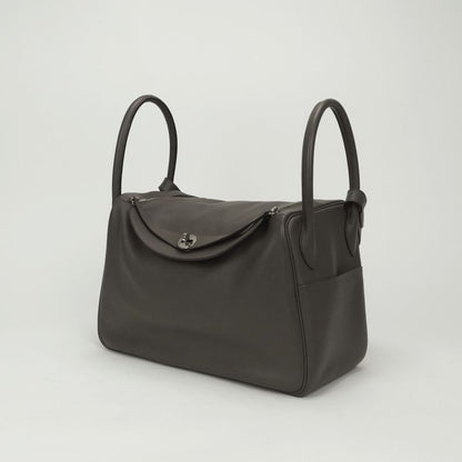 Hermes Lindy 34 Tote Shoulder Bag Etain Gray Silver
