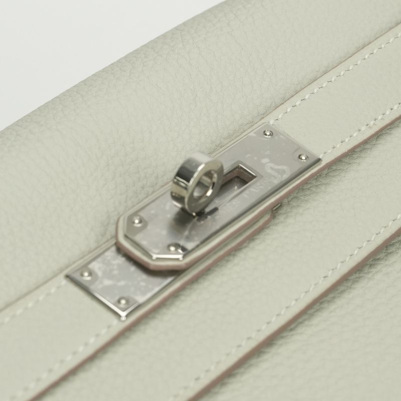 Hermes Kelly 32 Tote Shoulder Bag Togo Grisperle Gray Silver