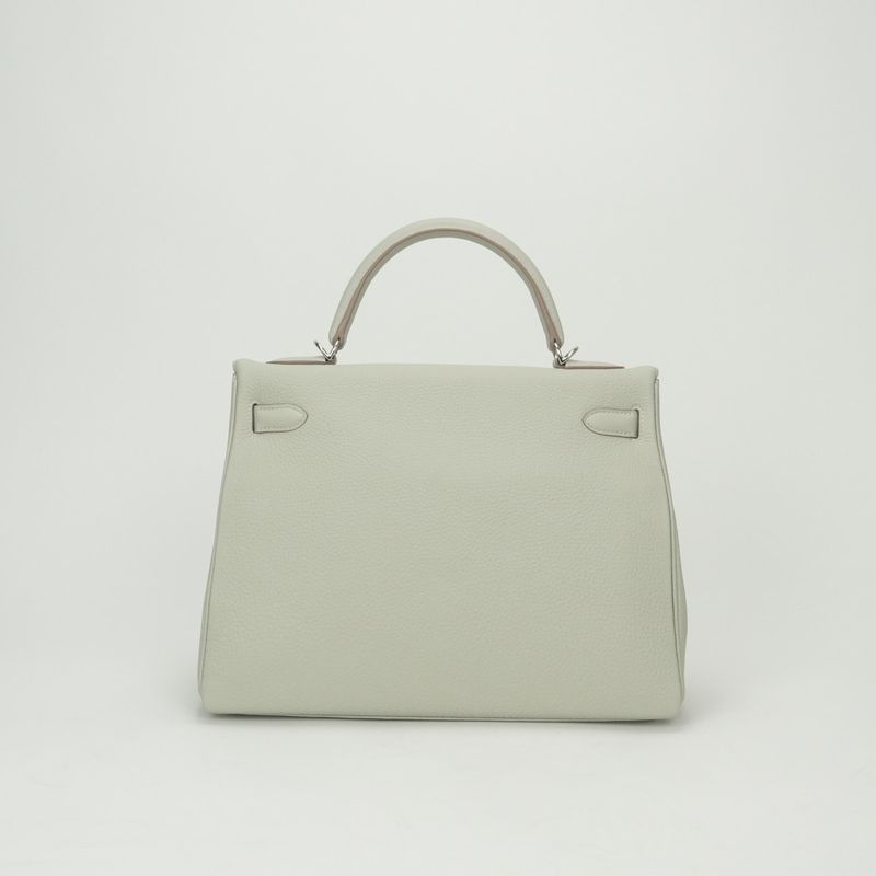 Hermes Kelly 32 Tote Shoulder Bag Togo Grisperle Gray Silver