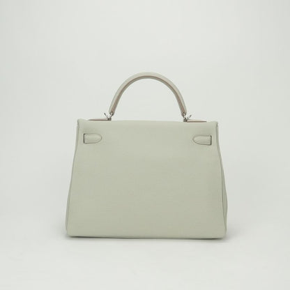 Hermes Kelly 32 Tote Shoulder Bag Togo Grisperle Gray Silver