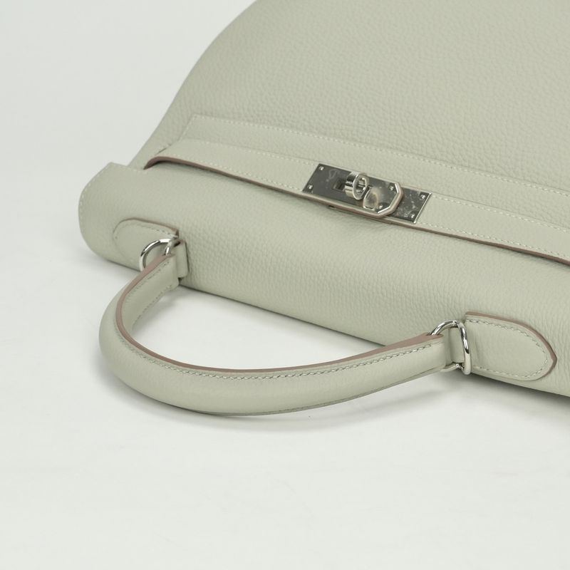 Hermes Kelly 32 Tote Shoulder Bag Togo Grisperle Gray Silver