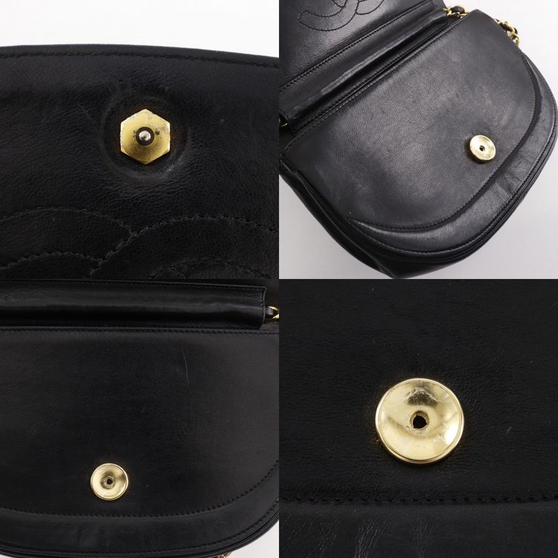 Chanel Half Moon Chain Shoulder Vintage Lambskin Black Bag