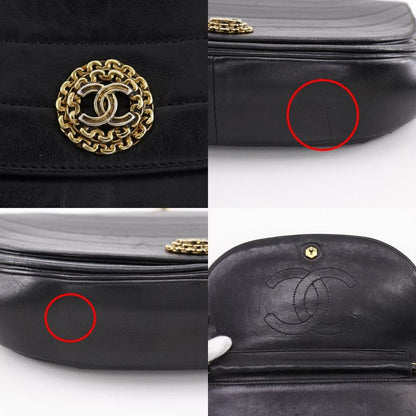 Chanel Half Moon Chain Shoulder Vintage Lambskin Black Bag