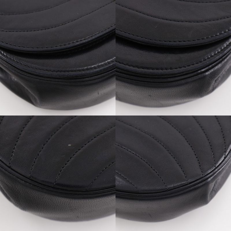 Chanel Half Moon Chain Shoulder Vintage Lambskin Black Bag