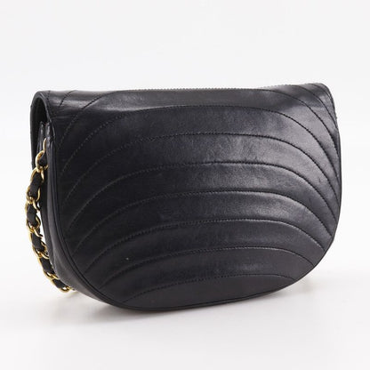 Chanel Half Moon Chain Shoulder Vintage Lambskin Black Bag