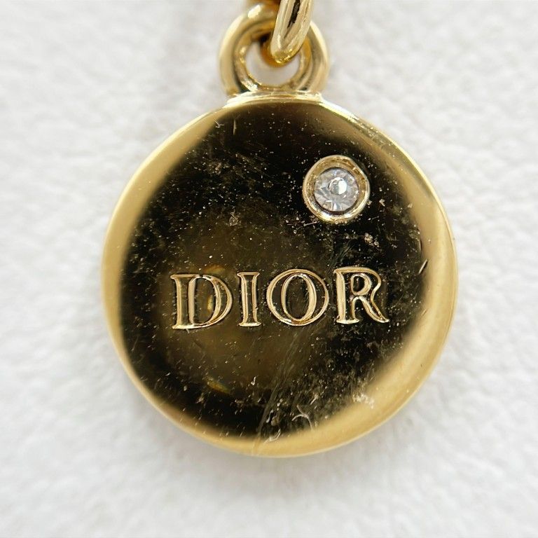 Dior Christian Necklace Dioevolution Gold Metal Rhinestone Logo