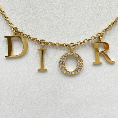 Dior Christian Necklace Dioevolution Gold Metal Rhinestone Logo