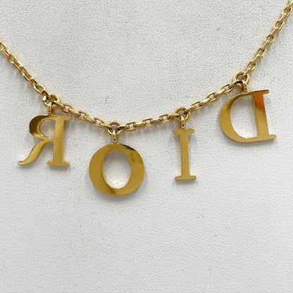 Dior Christian Necklace Dioevolution Gold Metal Rhinestone Logo