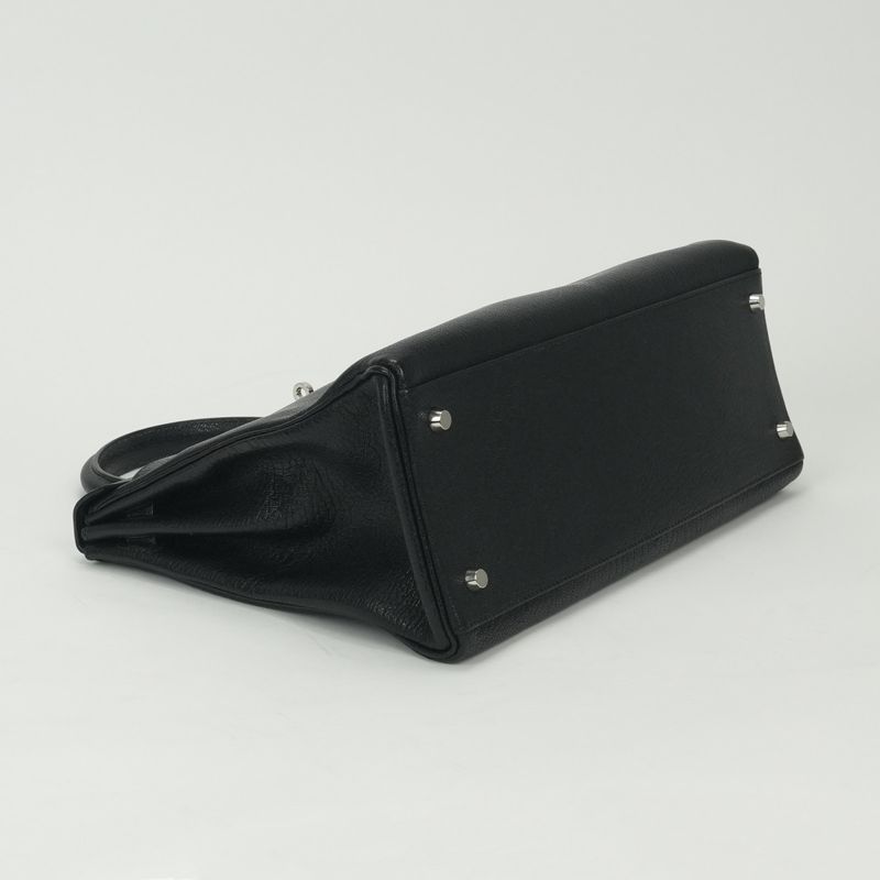 Hermes Kelly 35 Tote Shoulder Bag Chevre Coromandel Noir Black