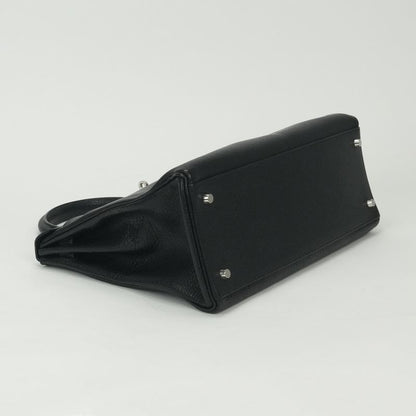 Hermes Kelly 35 Tote Shoulder Bag Chevre Coromandel Noir Black