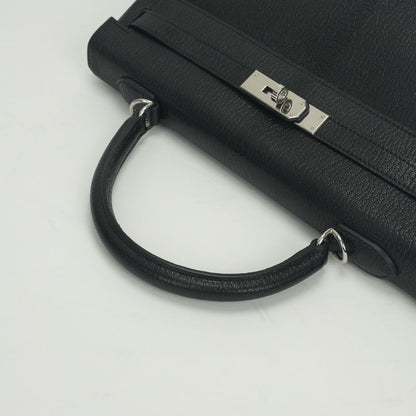 Hermes Kelly 35 Tote Shoulder Bag Chevre Coromandel Noir Black