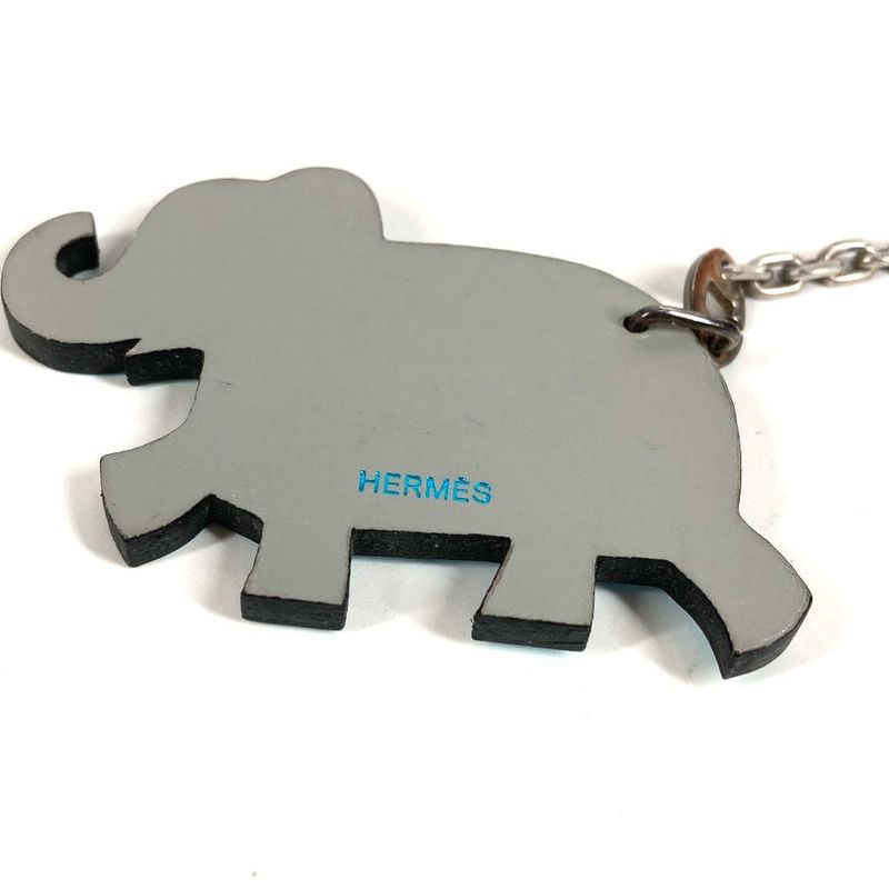 Hermes Key Holder Animal Elephant Leather Gray