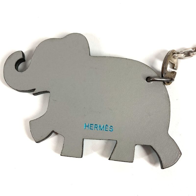 Hermes Key Holder Animal Elephant Leather Gray