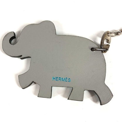 Hermes Key Holder Animal Elephant Leather Gray
