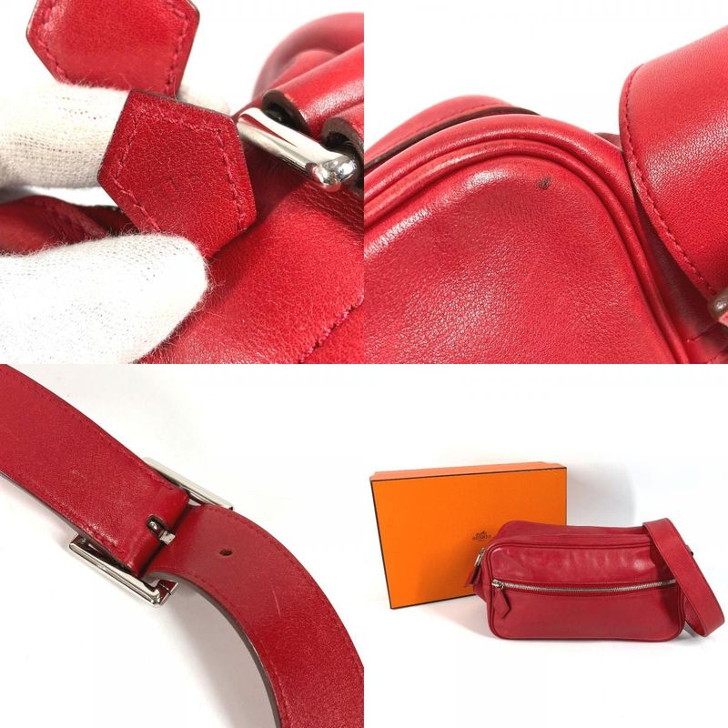 Hermes Shoulder Bag Van Quatre PM Leather Red