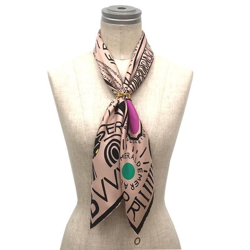 Bvlgari Scarf Heritage Silk Bbcharm Pink