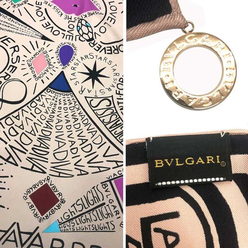 Bvlgari Scarf Heritage Silk Bbcharm Pink