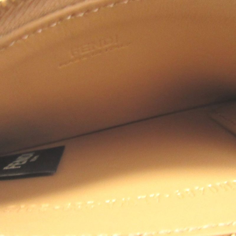 Fendi FF Diamond Leather Beige Card Case Coin Fragment